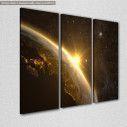 Canvas print Planet Earth with a spectacular sunrise,  3 panels, side