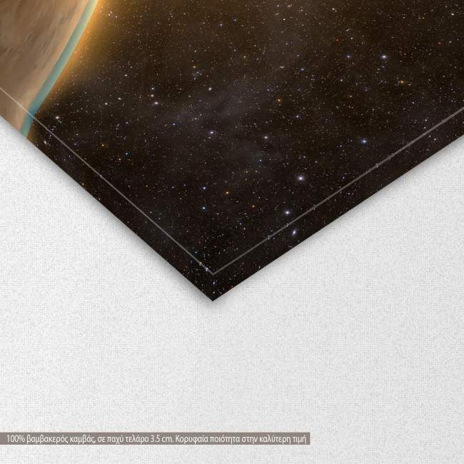 Canvas print Planet Earth with a spectacular sunrise,  3 panels, detail