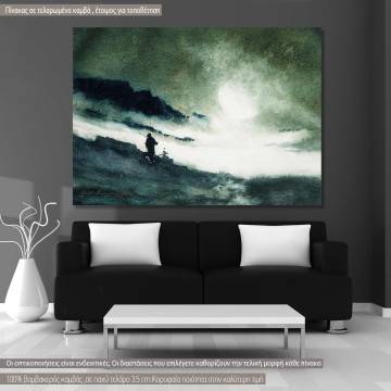 Canvas print Moon rising over fog clouds, Daingerfield E.