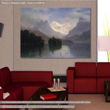 Πίνακας ζωγραφικής Mountain scene, Bierstadt A., αντίγραφο σε καμβά