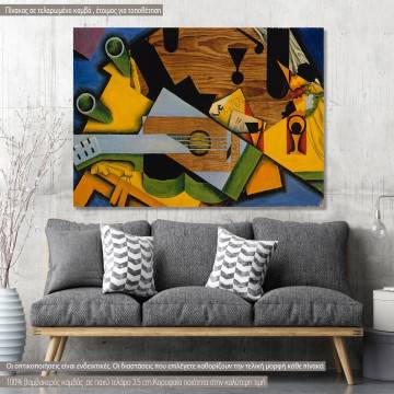 Πίνακας ζωγραφικής Still life with a guitar, Gris J., αντίγραφο σε καμβά