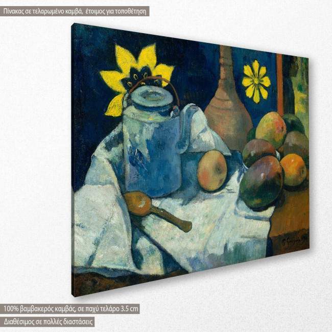 Canvas print Still Life with teapot and fruit, Gauguin P., side
