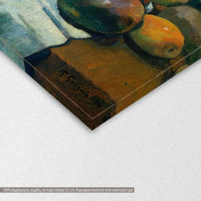 Canvas print Still Life with teapot and fruit, Gauguin P., detail