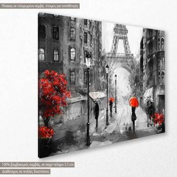 Canvas print Street view of Paris Red and Gray Framed canvas View 1 2