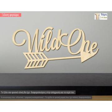 Wild one  wooden word with arrow