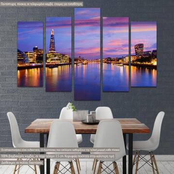 Canvas print London skyline sunset City Hall five panels