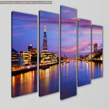 Πίνακας σε καμβά London skyline sunset City Hall, πεντάπτυχος 2