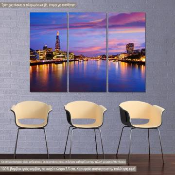 Canvas print  London skyline sunset City Hall,  3 panels