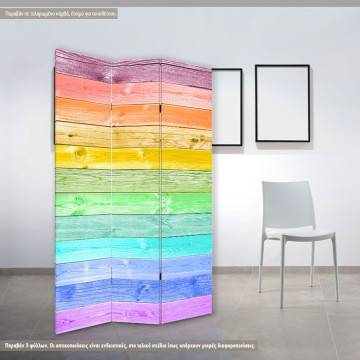 Room divider Rainbow painted wood planks