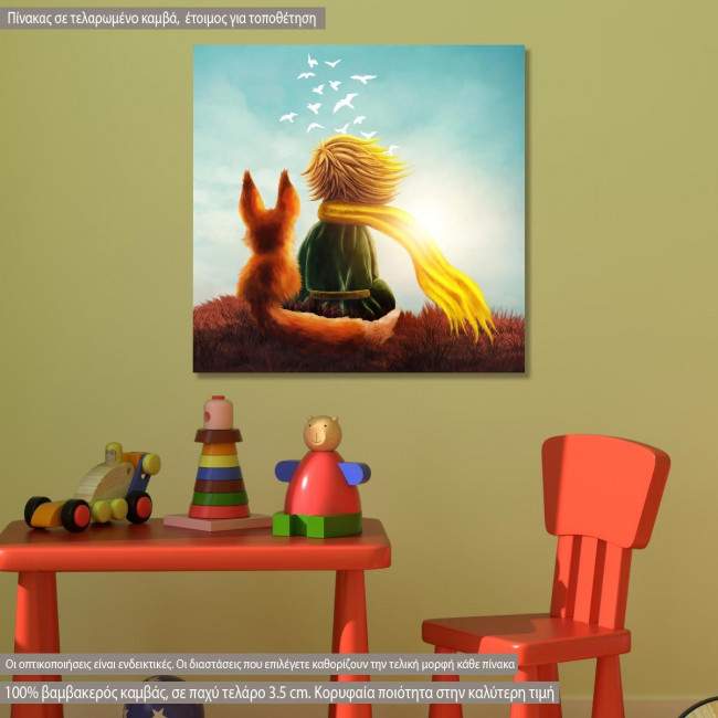 Kids canvas print Little prince and fox square