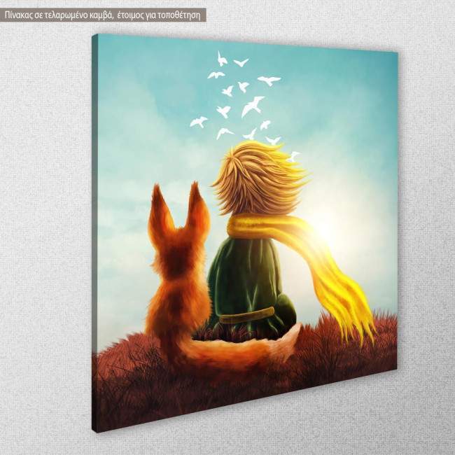 Kids canvas print Little prince and fox square