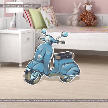 Wooden figure printed  Vespa vintage blue