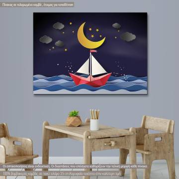 Kids canvas print Paper sailing boat