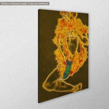 Canvas print The green stocking reart (original by E. Schiele) reproduction View 1 2