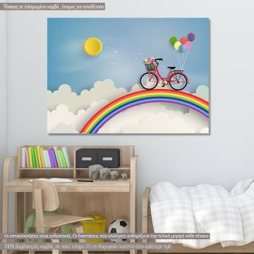 Kids canvas print Bicycle at rainbow