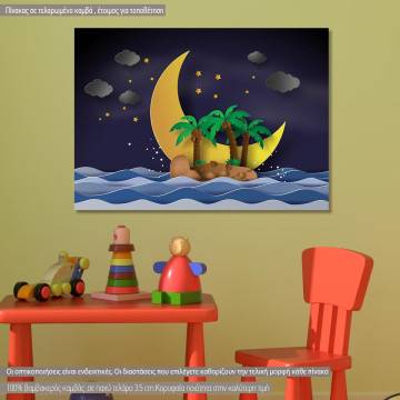 Πίνακας παιδικός σε καμβά Island in the midnight