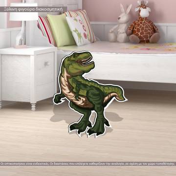 Wooden figure printed  T-rex dinosaur