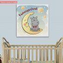 Kids canvas print At moon,  Hippo, stars with name