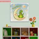 Kids canvas print At moon, croc, with stars with name