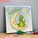 Kids canvas print At moon, croc, with stars with name