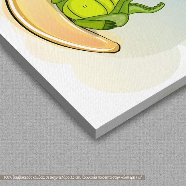 Kids canvas print At moon, croc, with stars with name