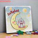 Kids canvas print At moon, rabbit, stars with name