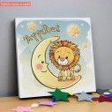 Kids canvas print At moon, lion, with stars with name