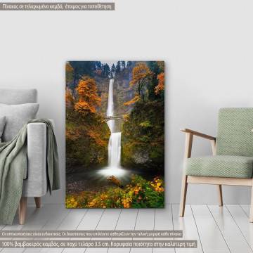 Canvas print Multnomah falls in autumn colors