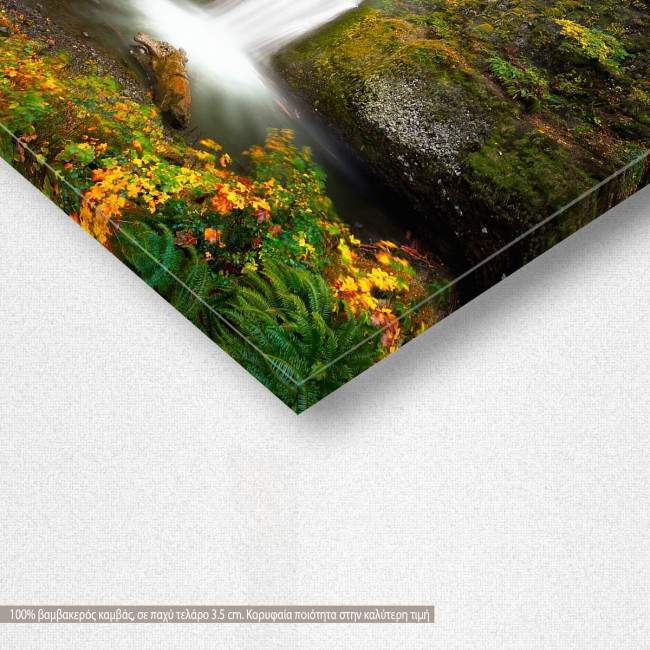 Canvas print Multnomah falls in autumn colors, detail