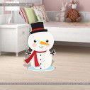 Winter snowman ξύλινη φιγούρα εκτυπωμένη, χιονάνθρωπος