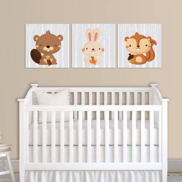 Kids canvas print Forest Animals  3 panels 2