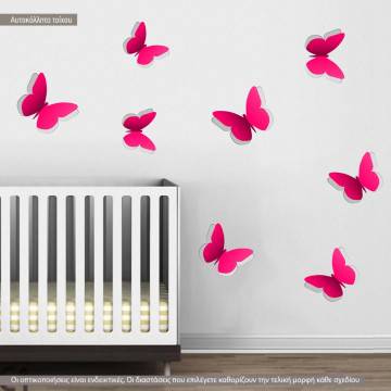 Αυτοκόλλητο τοίχου Σετ Δίχρωμες Πεταλούδες