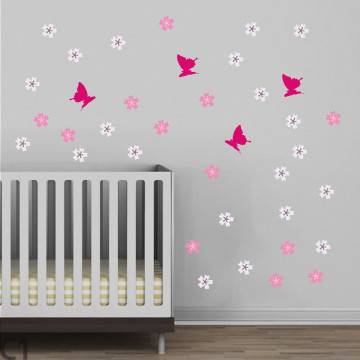 Αυτοκόλλητα τοίχου παιδικά Butterfly Blowing Cherry white, επιπλέον σχέδια