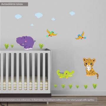 Kids wall stickers Land animals, additional stickers