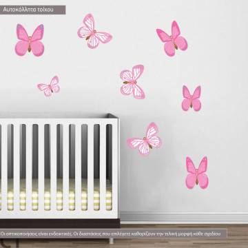 Αυτοκόλλητα τοίχου παιδικά Πεταλούδες ροζ σε μεγάλο μέγεθος