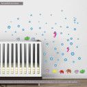 Kids wall stickers Hippocampus shells and corals
