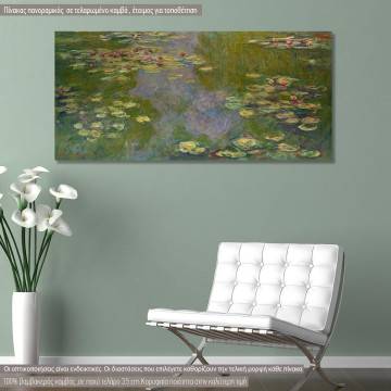 Πίνακας ζωγραφικής Water lilies, Monet C. panoramic, αντίγραφο σε καμβά