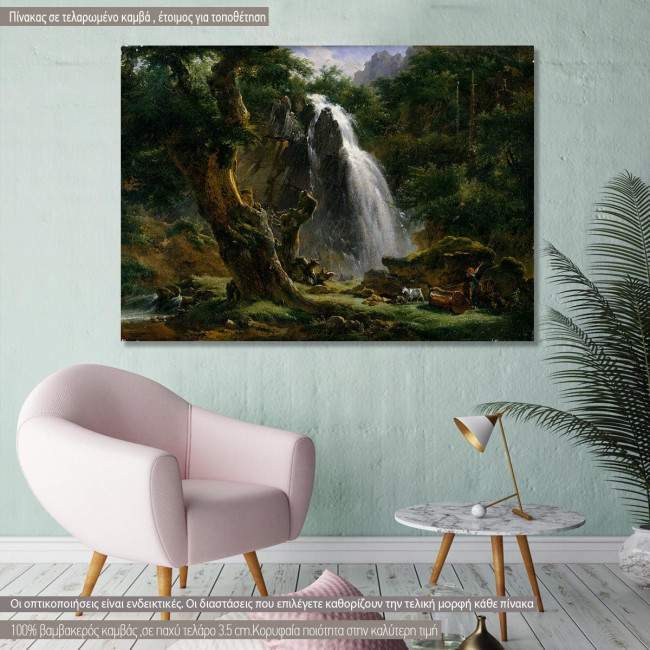 Πίνακας ζωγραφικής Waterfall at Mont-Dore, Michallon A. E., αντίγραφο σε καμβά