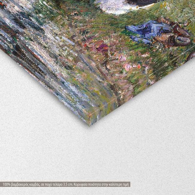 Canvas print Woman washing her feet in a brook, Pissarro C, detail