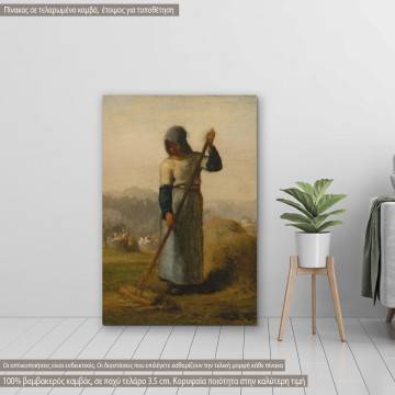 Πίνακας ζωγραφικής Woman with a rake, Millet J. F., αντίγραφο σε καμβά