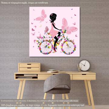 Πίνακας σε καμβά Girl on a bicycle