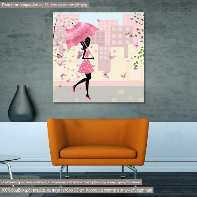Canvas print Umbrella in the city