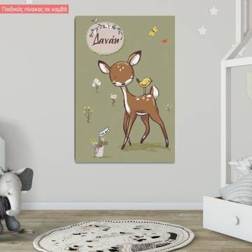 Kids canvas print Deer, girl