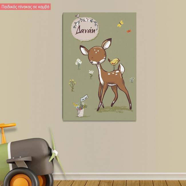 Kids canvas print Deer, girl