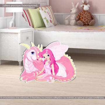 Wooden figure printed Fairy and dragon