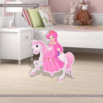 Wooden figure printed Princess at horse