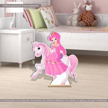 Wooden figure printed Princess at horse 2