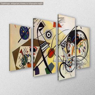 Πίνακας σε καμβά Transverse line, W. Kandinsky, τετράπτυχος 2