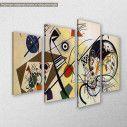 Transverse line, W. Kandinsky, τετράπτυχος ασύμμετρος πίνακας σε καμβά, κοντινό