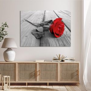 Canvas print Rose, Rose on wood multicolor 2